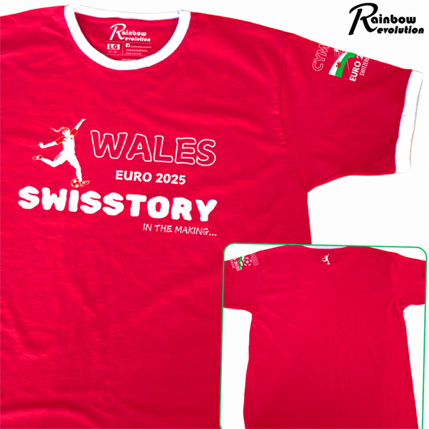 WALES Women Euro25 - SWISSTORY In The Making - Retro Football T-Shirt