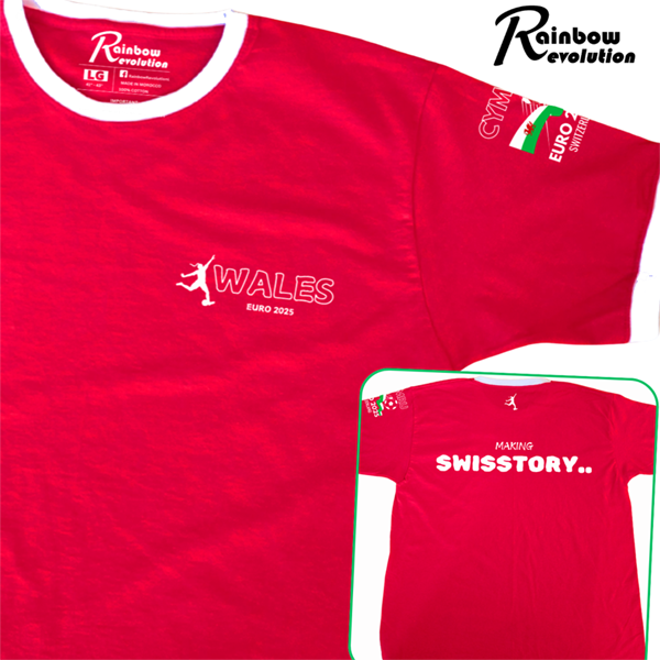 WALES Women - MAKING SWISSTORY (REAR) - Euro 25 Retro Football T-Shirt
