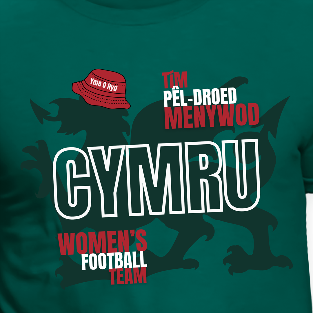 HET BWCED CYMRU DRAIG - WALES BUCKET HAT DRAGON - FFOREST GREEN