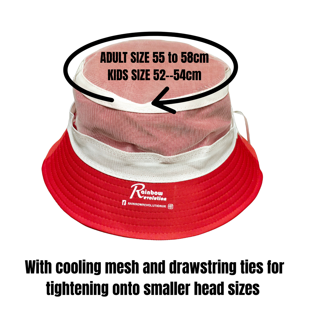 CYMRU RED WALL - Wal Goch Y Menywod Bucket Hat - Adult 55-58cm + Kids 52-54cm