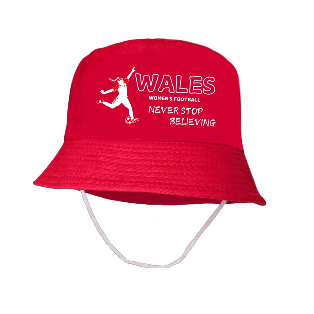 WALES - NEVER STOP BELIEVING Bucket Hat - Adult 55-58cm + Kids 52-54cm