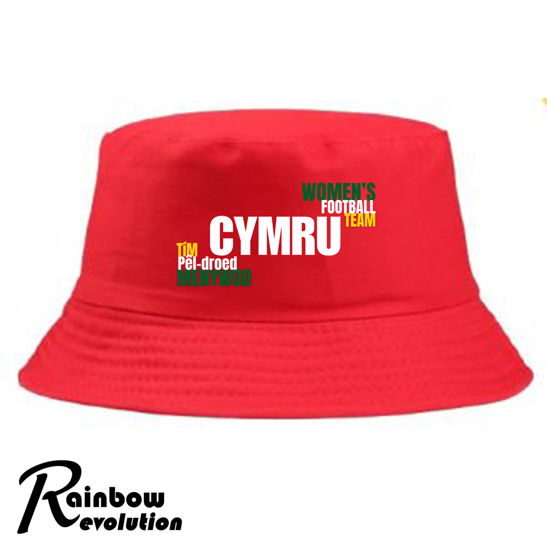 TÎM PÊL-DROED MENYWOD CYMRU  - WOMEN'S FOOTBALL TEAM Bucket Hat - Adult 55-58cm + Kids 52-54cm