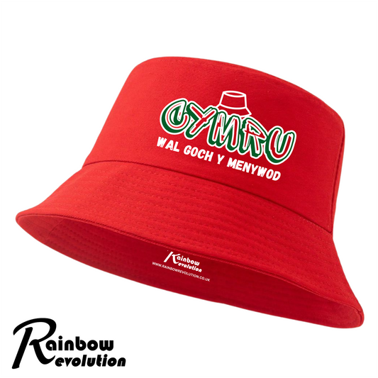 CYMRU RED WALL - Wal Goch Y Menywod Bucket Hat - Adult 55-58cm + Kids 52-54cm