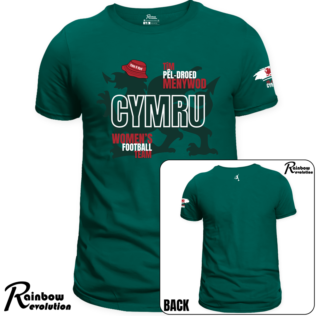 HET BWCED CYMRU DRAIG - WALES BUCKET HAT DRAGON - FFOREST GREEN