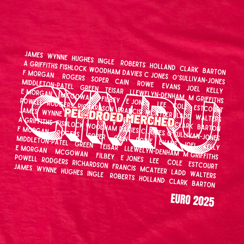TEAM CYMRU Pêl-droed Merched Euro 25 Retro T-Shirt