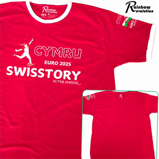 CYMRU Women Euro25 - SWISSTORY In The Making - Retro Football T-Shirt