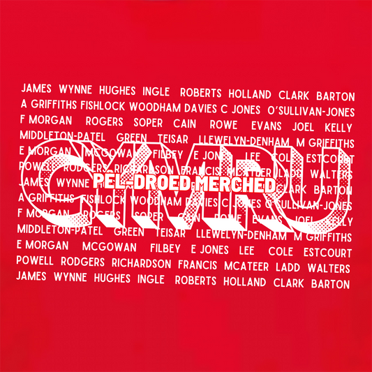 TEAM CYMRU Pêl-droed Merched Classic Retro T-Shirt