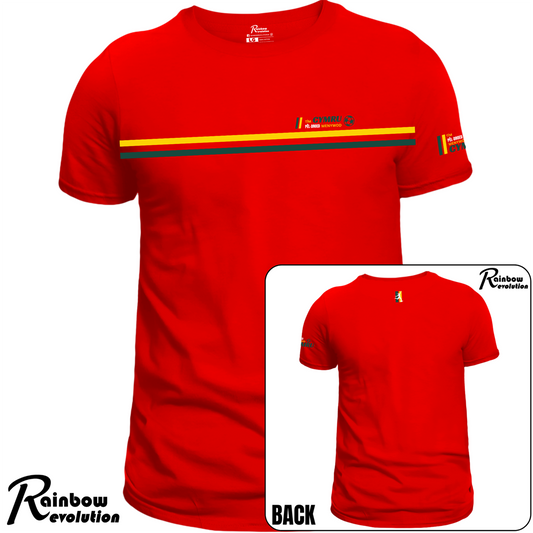 CYMRU TÎM PÊL-DROED MENYWOD RETRO STRIPES- Adult T-Shirt RED