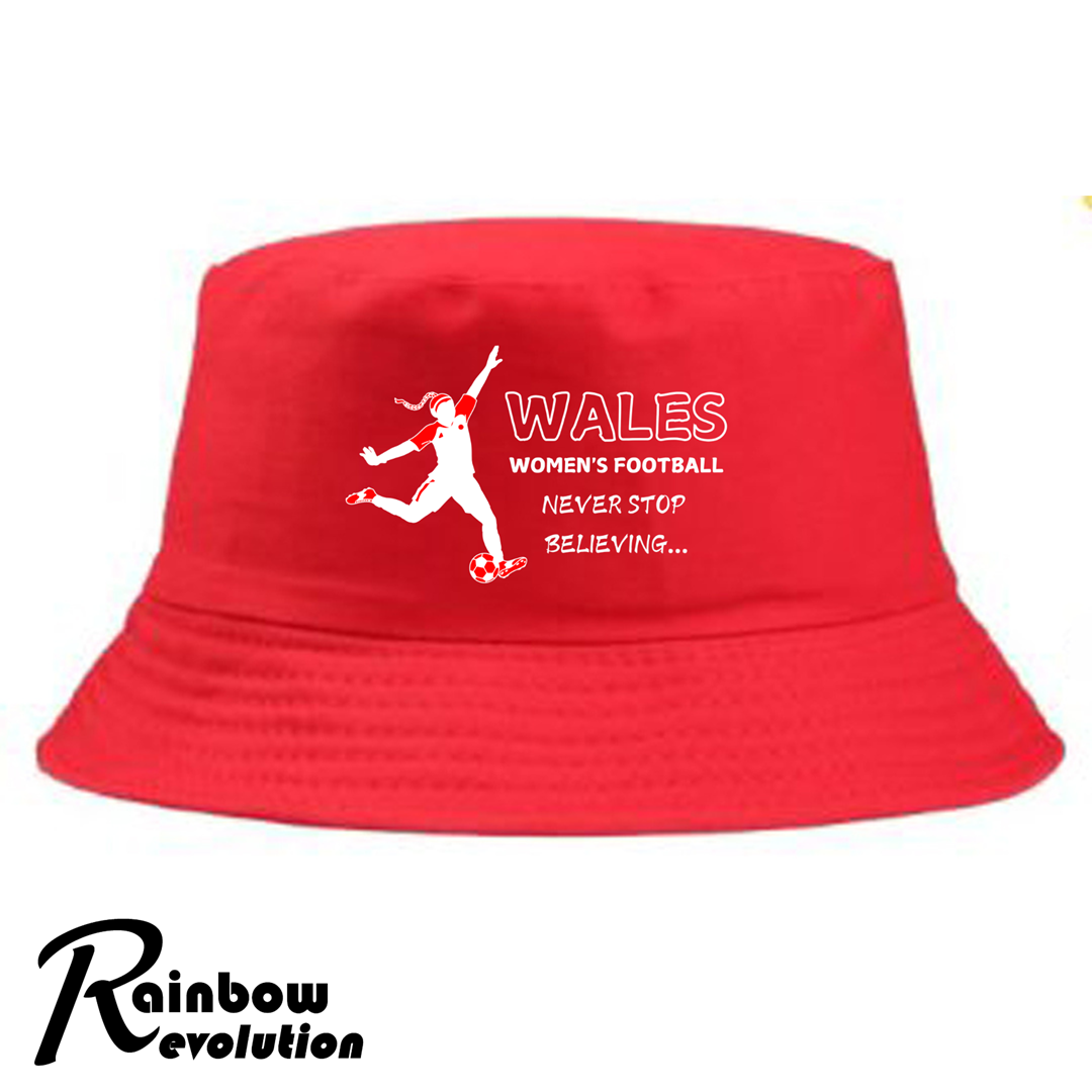 WALES - NEVER STOP BELIEVING Bucket Hat - Adult 55-58cm + Kids 52-54cm