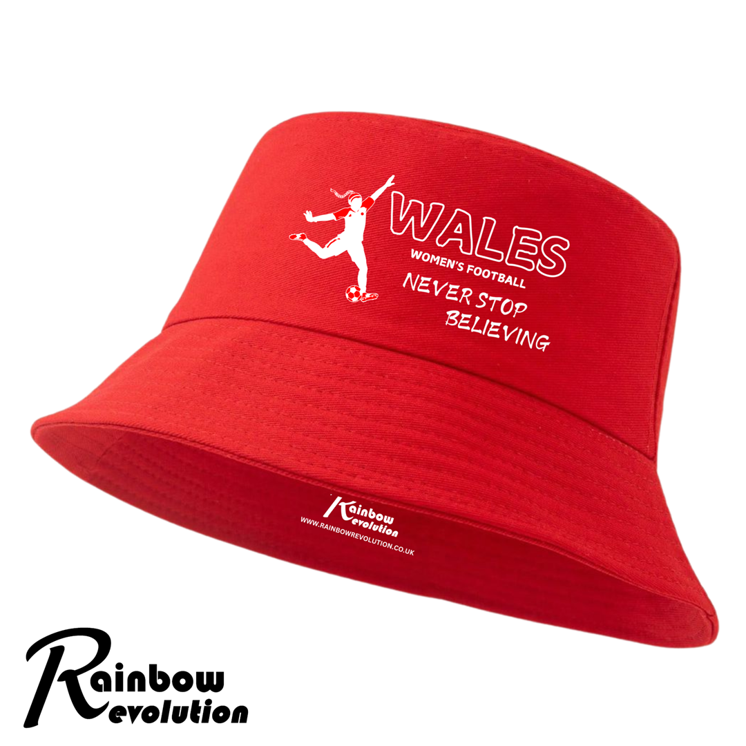 WALES - NEVER STOP BELIEVING Bucket Hat - Adult 55-58cm + Kids 52-54cm