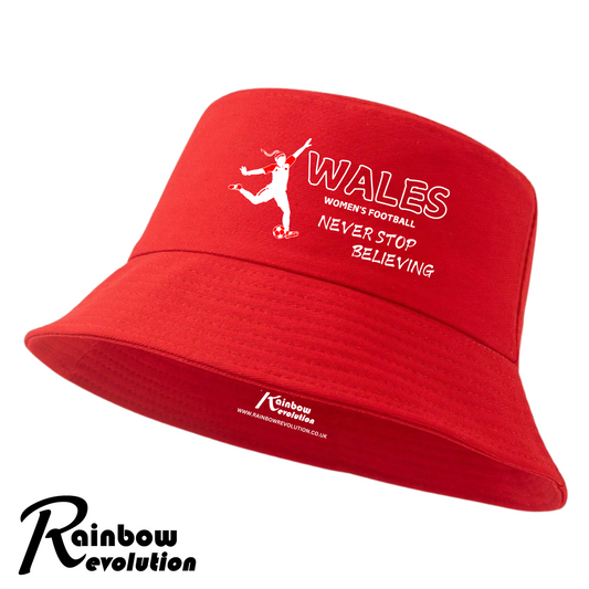 WALES - NEVER STOP BELIEVING Bucket Hat - Adult 55-58cm + Kids 52-54cm