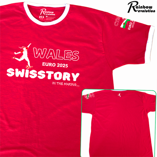 WALES Women Euro25 - SWISSTORY In The Making - Retro Football T-Shirt