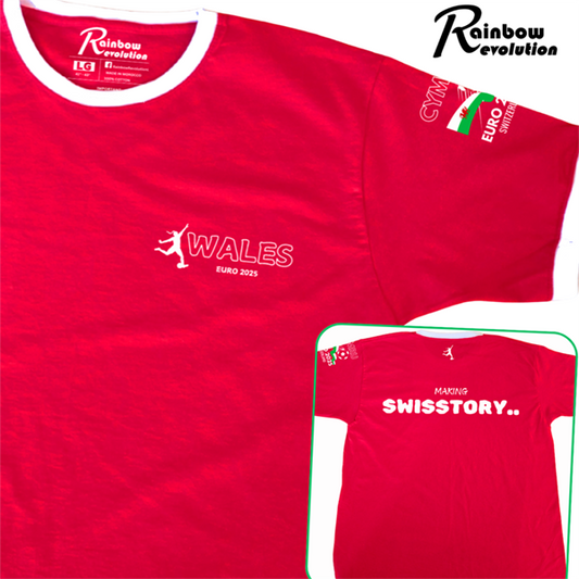 WALES Women - MAKING SWISSTORY (REAR) - Euro 25 Retro Football T-Shirt