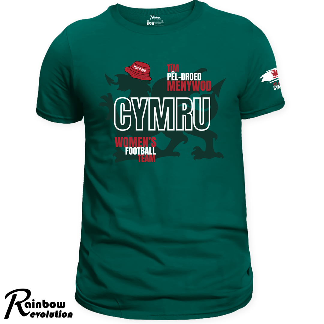 HET BWCED CYMRU DRAIG - WALES BUCKET HAT DRAGON - FFOREST GREEN